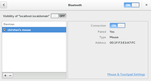 Enabled Bluetooth and mouse connection